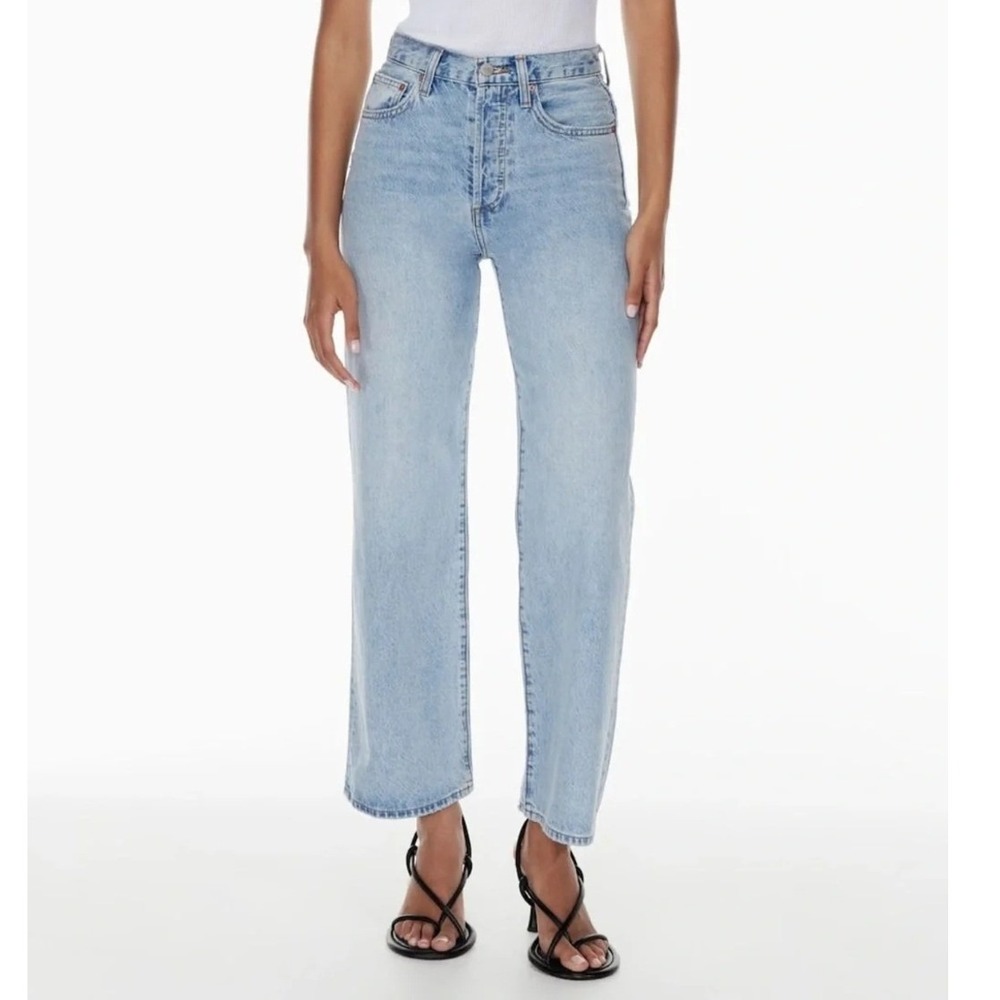 Denim Forum The Farrah Hi-Rise Featherweight Jeans Women 26 Light Wash Wide Leg